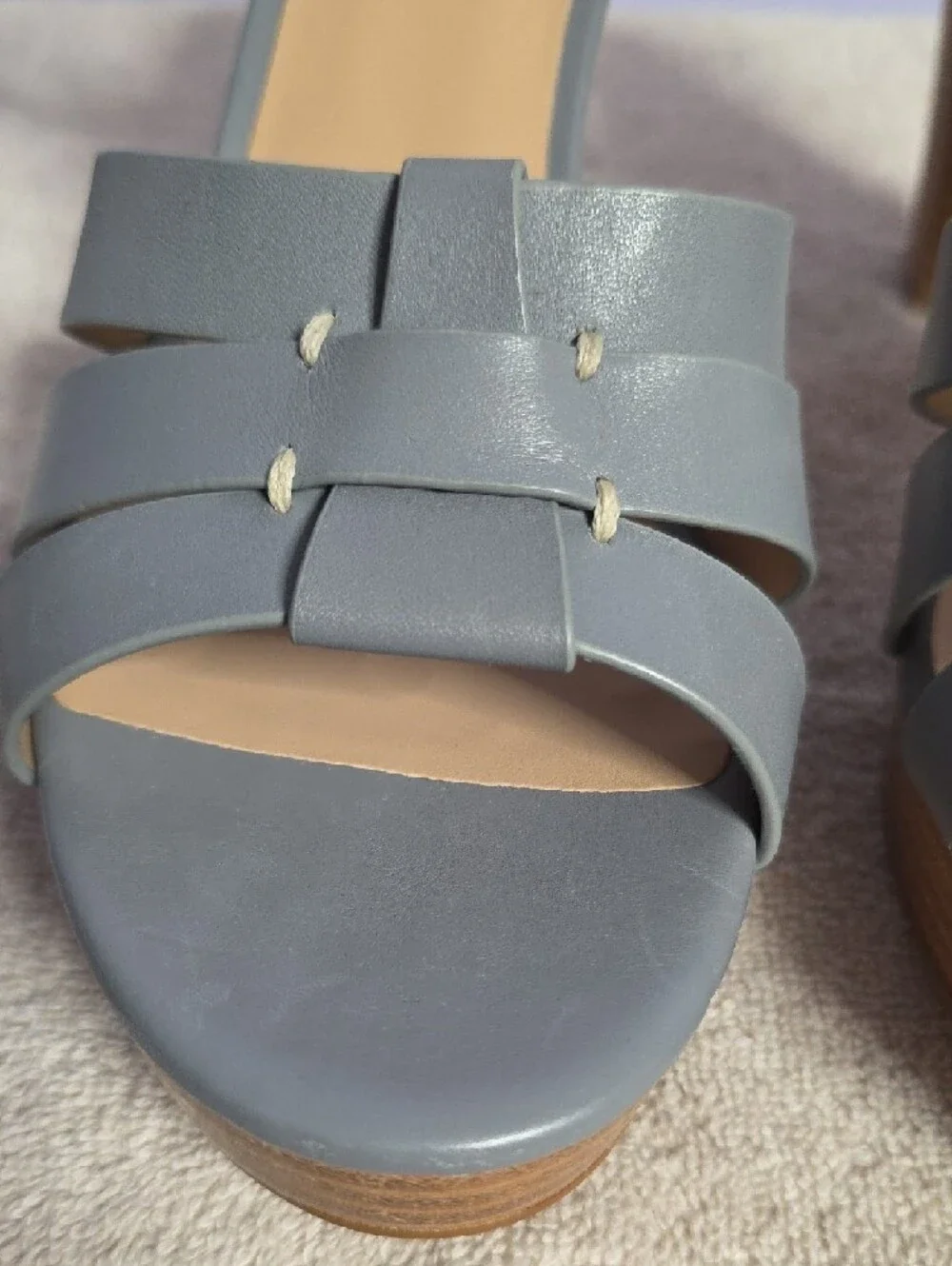 Lauren Ralph Lauren Gray Leather Strappy Ankle Strap Sandals